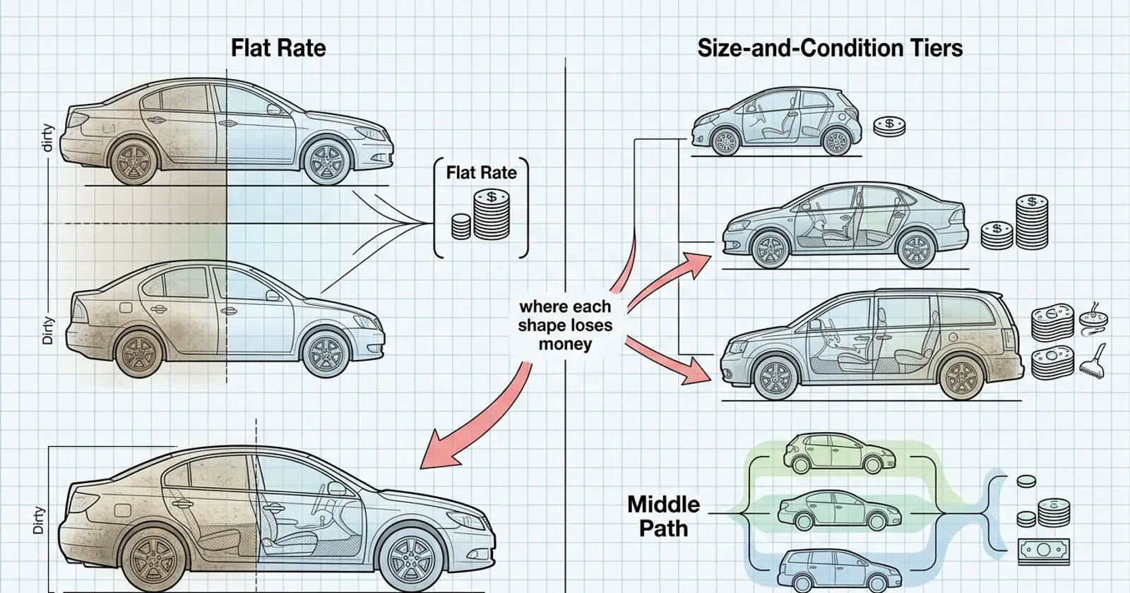 Illustration for Flat Rate or Size-and-Condition Tiers? What Each Pricing Shape Costs You