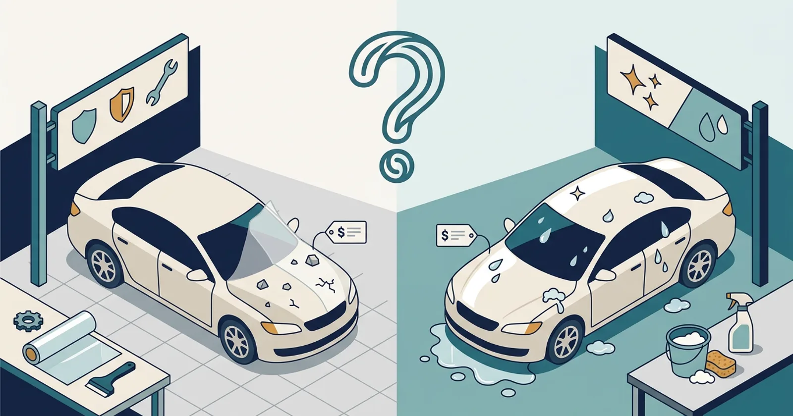 Illustration for PPF vs Ceramic Coating on a New Car